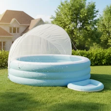 Intex 57195, детский надувной бассейн, 227 х 221 х 137 см., с навесом от солнца