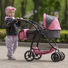 Коляска для ляльки 2 в 1 Carrello Avanti 9662 Pink розовая, з сумочкою