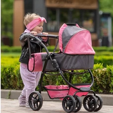 Коляска для ляльки 2 в 1 Carrello Avanti 9662 Pink розовая, з сумочкою фото 14