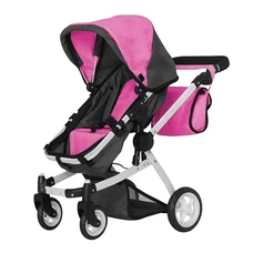 Коляска для куклы 2 в 1 Carrello Maestro 9651B Rose red black розово-черная, с сумочкой фото 21