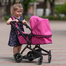 Коляска для куклы 2 в 1 Carrello Maestro 9651B Pink розовая, с сумочкой фото 37