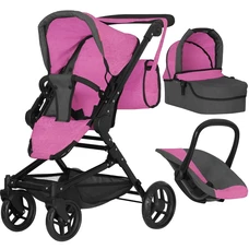 Коляска для куклы 3 в 1 Carrello Magia 9636 Rose red пудровая, с сумочкой фото 63