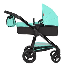 Коляска для куклы 2 в 1 Carrello Ultra 9696 green зеленая, с сумочкой