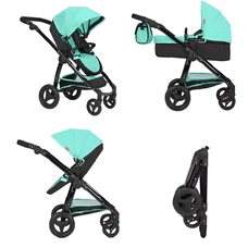 Коляска для куклы 2 в 1 Carrello Ultra 9696 green зеленая, с сумочкой фото 14