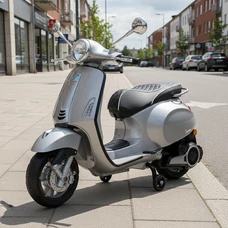 Детский мотоцикл M 6288 EL-11-2 скутер Vespa, серо-черный, мягкое сиденье фото 21