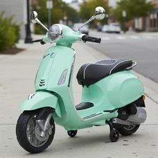 Детский мотоцикл M 6288 EL-15 скутер Vespa, бирюзовый, мягкое сиденье