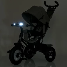 Велосипед с родительской ручкой Turbo Trike MT 1006-8, свет, музыка, пульт, светло-серый фото 37