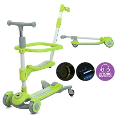 Детский самокат с ручкой Prof1 Kids JR 3-127-GR зеленый, 5 в 1, складной