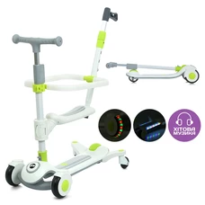 Детский самокат с ручкой Prof1 Kids JR 3-127-W белый, 5 в 1, складной