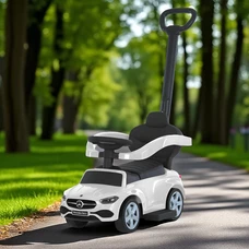 Детская каталка - толокар 668 L-1 белая, Mercedes, с родительской ручкой