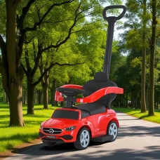 Детская каталка - толокар 668 L-3 красная, Mercedes, с родительской ручкой