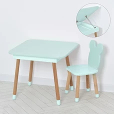Детский столик 08-025B-BOX бирюзовый, со стульчиком, Медвежонок