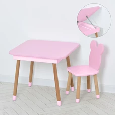 Детский столик 08-025R-BOX розовый, со стульчиком, Медвежонок