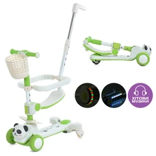 Детский самокат - беговел JR 3-142-W белый, 5 в 1, с родительской ручкой фото 21