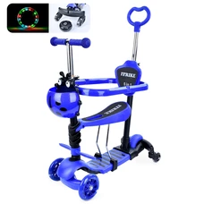 Детский самокат JR 3-101-DBL синий, Maxi, 5 в 1, беговел