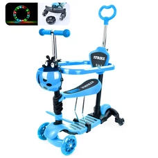 Детский самокат JR 3-101-BL голубой, Maxi, 5 в 1, беговел