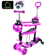 Детский самокат JR 3-101-P розовый, Maxi, 5 в 1, беговел