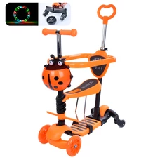 Детский самокат JR 3-101-OR оранжевый, Maxi, 5 в 1, беговел