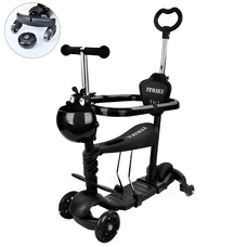 Детский самокат JR 3-101-B черный, Maxi, 5 в 1, беговел