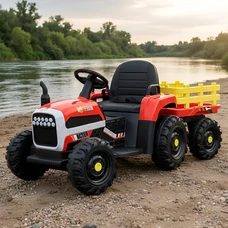 Детский трактор M 5733 EBLR-3 красный, с прицепом, пульт управления