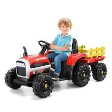Детский трактор M 5733 EBLR-3 красный, с прицепом, пульт управления фото 14