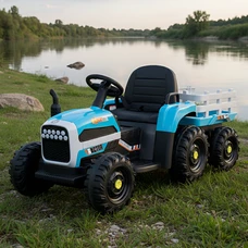 Детский трактор M 5733 EBLR-4 синий, с прицепом, пульт управления