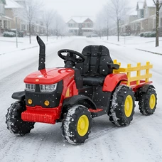 Детский электромобиль трактор M 5852 EBLR-3 красный, с прицепом, пульт управления