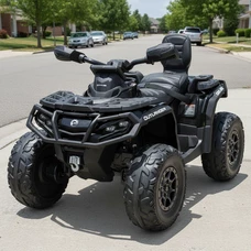 Детский квадроцикл на аккумуляторе M 6080 EBLR-2 черный, кожаное сиденье фото 63