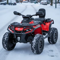 Детский квадроцикл на аккумуляторе M 6080 EBLR-3 красный, кожаное сиденье
