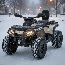 Детский электрический квадроцикл M 6080 EBLR-13 бежевый, с пультом управления