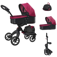 Коляска для куклы Carrello Gloria 9631A Deep red бордовая, с сумочкой фото 86