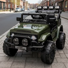 Детский электромобиль джип JJ 2122 EBLR-10 темно-зеленый, мягкое сиденье