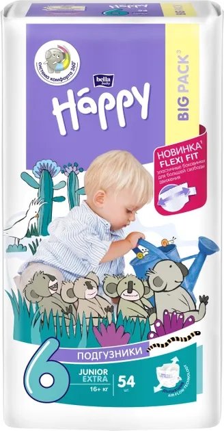 Подгузники детские Bella Baby Happy Junior Extra 16+ кг 54 шт (5900516601157)