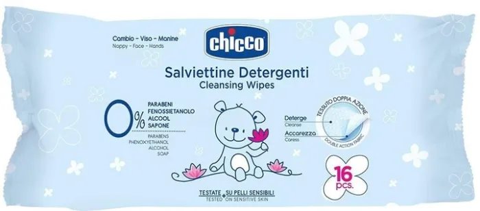 Салфетки мягкие очищающие Chicco 16 шт (09163.20) (8058664080205)