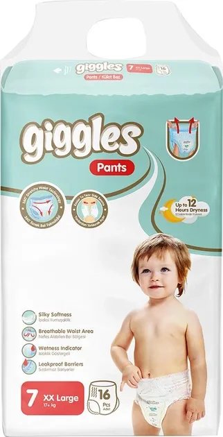 Подгузники-трусики детские Giggles XL 17+ кг 16 шт (8680131205172)