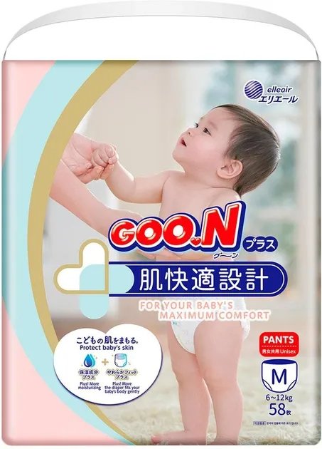 Трусики-подгузники GOO.N Plus для детей 6-12 кг размер M 58 шт (843339)