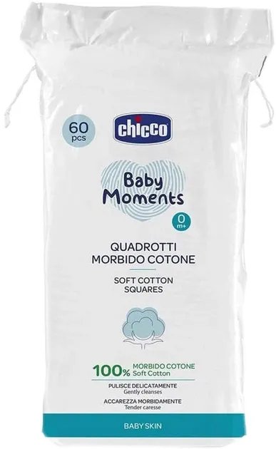 Салфетки мягкие хлопковые Chicco Baby Moments 60 шт (10609.00)