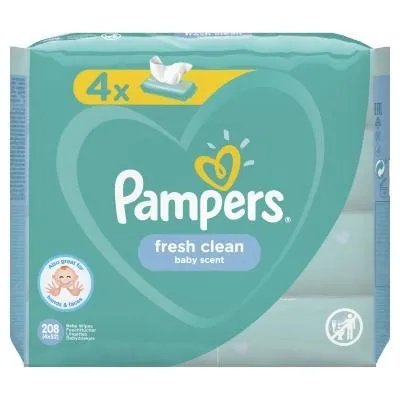 Влажные салфетки Pampers Fresh Clean 4х52 шт (8001841077949). 45802