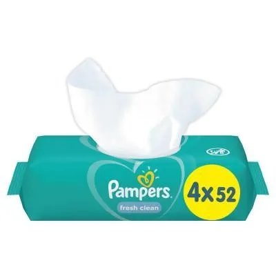 Влажные салфетки Pampers Fresh Clean 4х52 шт (8001841077949). 45802