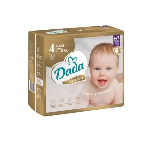 Підгузки Dada Extra Care 4 MAXI 132 шт / 7‑18 кг (4 пачки в заводському ящику)