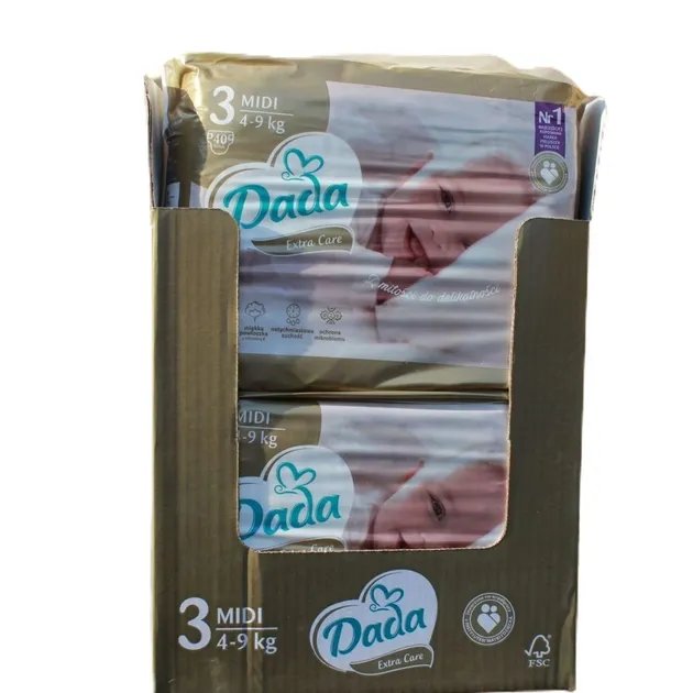 Підгузки Dada Extra Care 3 MIDI 4‑9 кг 160 штук (4 пачки в заводському ящику)