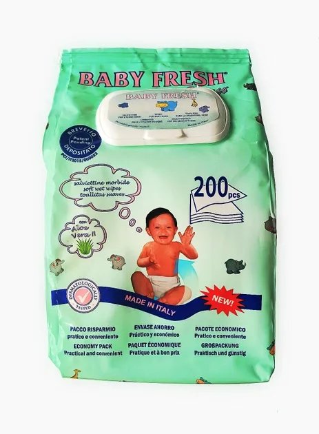 Детские влажные салфетки BABY FRESH с экстрактом алоэ и аллонтоином 200 шт (8050040240029)