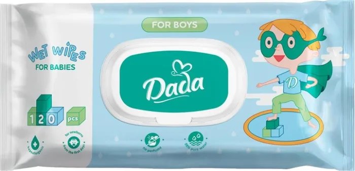 Упаковка влажных салфеток Dada Для мальчиков с клапаном 3 пачки по 120 шт (8590174980472)