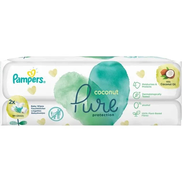 Детские влажные салфетки Pampers Pure Coconut 84 шт (8001841708874)