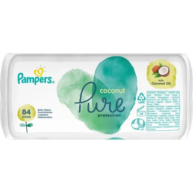 Детские влажные салфетки Pampers Pure Coconut 84 шт (8001841708874)