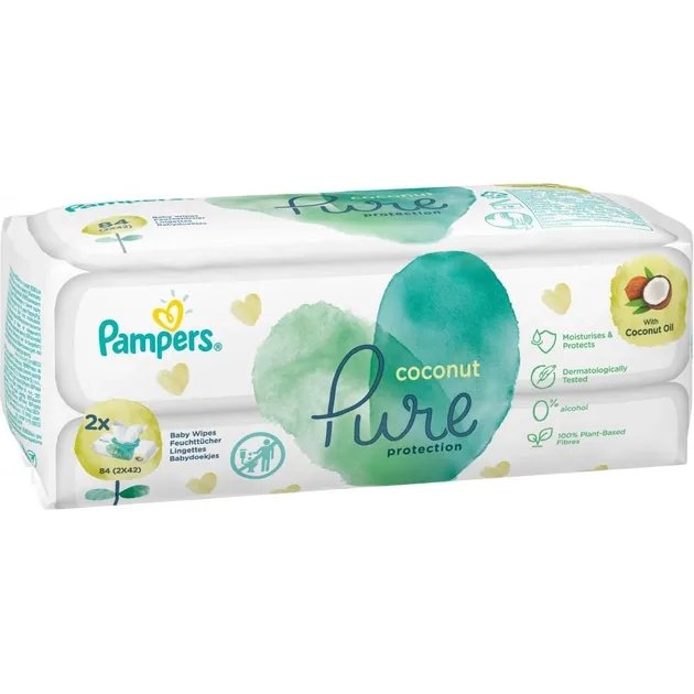 Детские влажные салфетки Pampers Pure Coconut 84 шт (8001841708874)