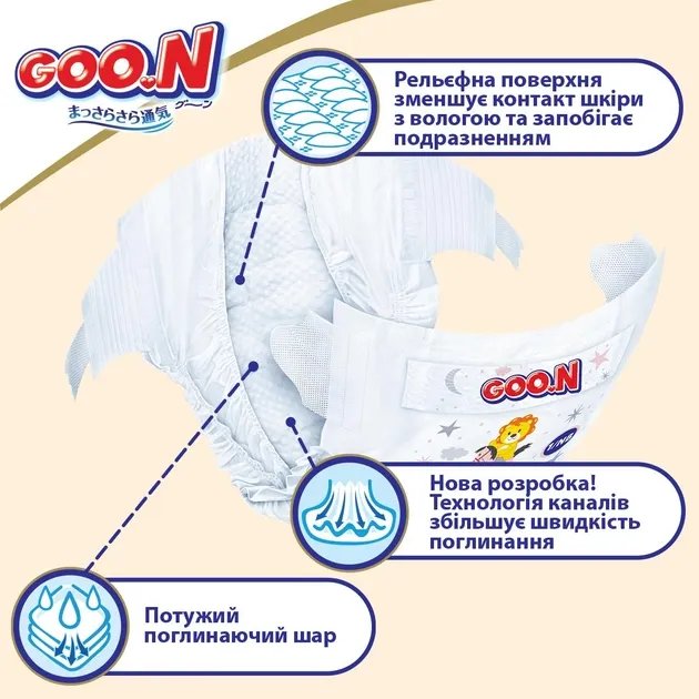 Подгузники Goo.N Premium Soft для детей 12-20 кг размер 5 (XL), на липучках, унисекс 80 шт (8680007299380)