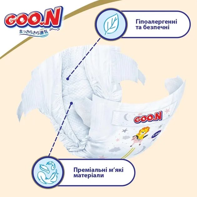 Подгузники Goo.N Premium Soft для детей 12-20 кг размер 5 (XL), на липучках, унисекс 80 шт (8680007299380)