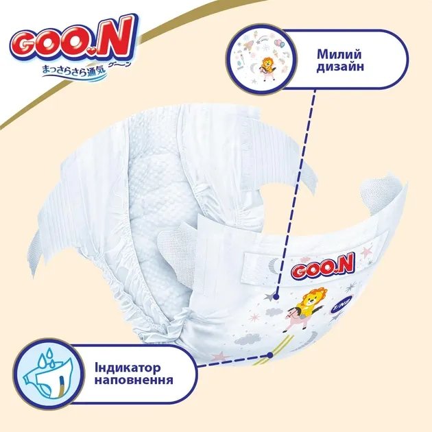 Подгузники Goo.N Premium Soft для детей 12-20 кг размер 5 (XL), на липучках, унисекс 80 шт (8680007299380)