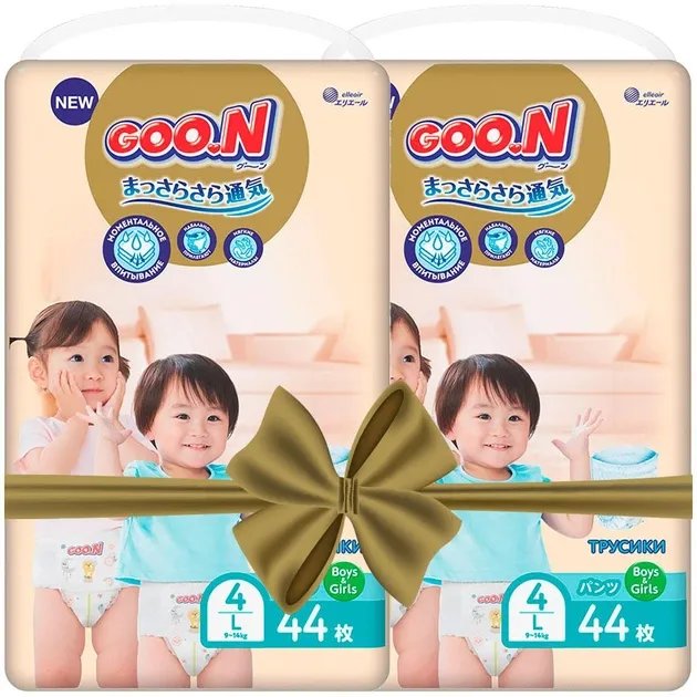 Трусики-подгузники Goo.N Premium Soft для детей 9-14 кг размер 4 (L), унисекс 88 шт (8680007299403)